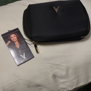 Vera Bradley Black Cosmetic Pouch with Gold Hardware